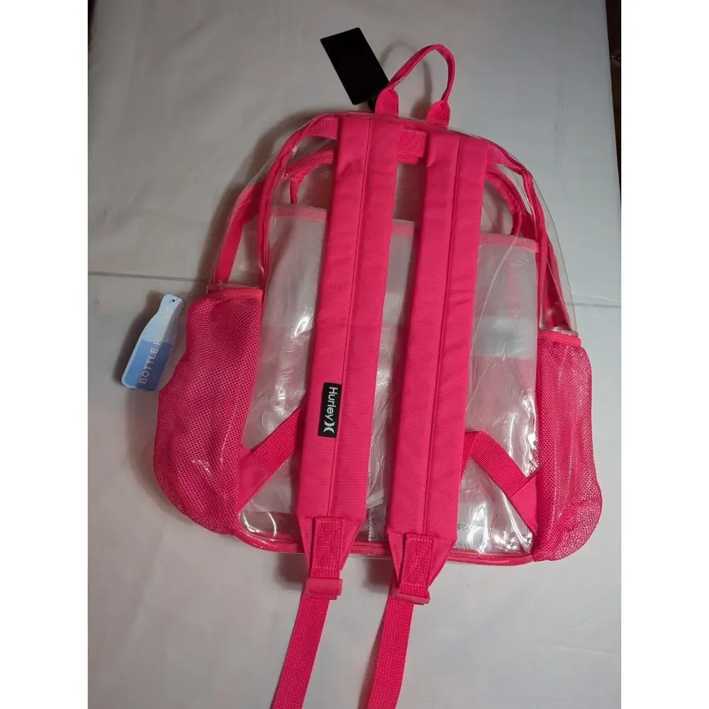 Hurley Clear See Through Backpack With Bottle Pocket Fits 15